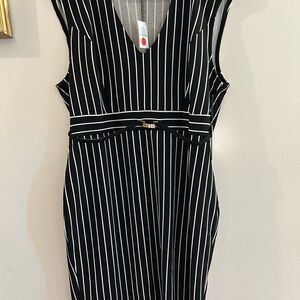 NWT Iris Black And White Dress Striped Mock Belt Women’s Plus Size 3XL